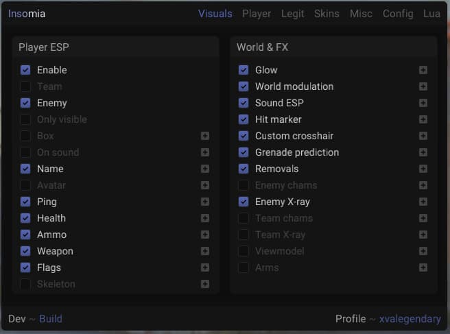 Insomia menu for Counter-Strike 2